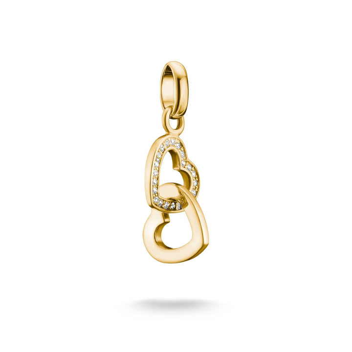 THOMAS SABO Gold-Plated Double Heart Charm with White Zirconia