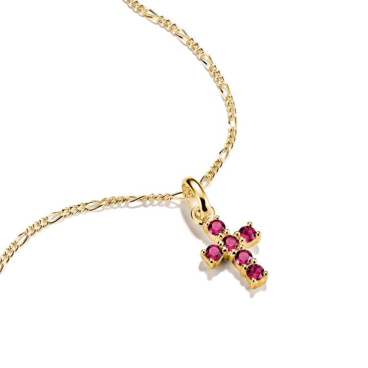 THOMAS SABO Gold-Plated Cross Charm with Lab-Grown Ruby