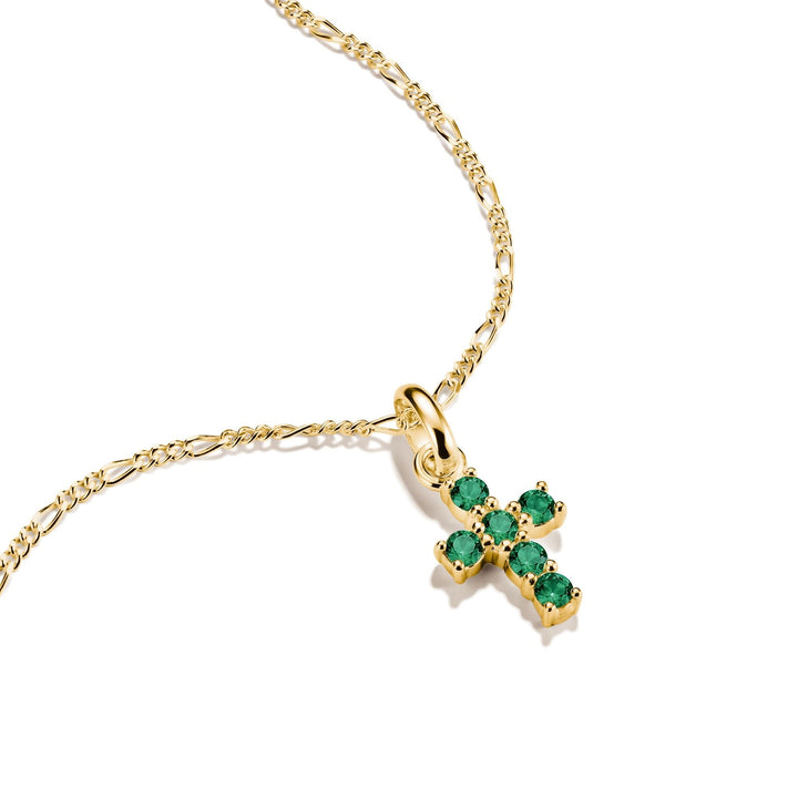 THOMAS SABO Gold-Plated Cross Charm with Green Nano Crystal