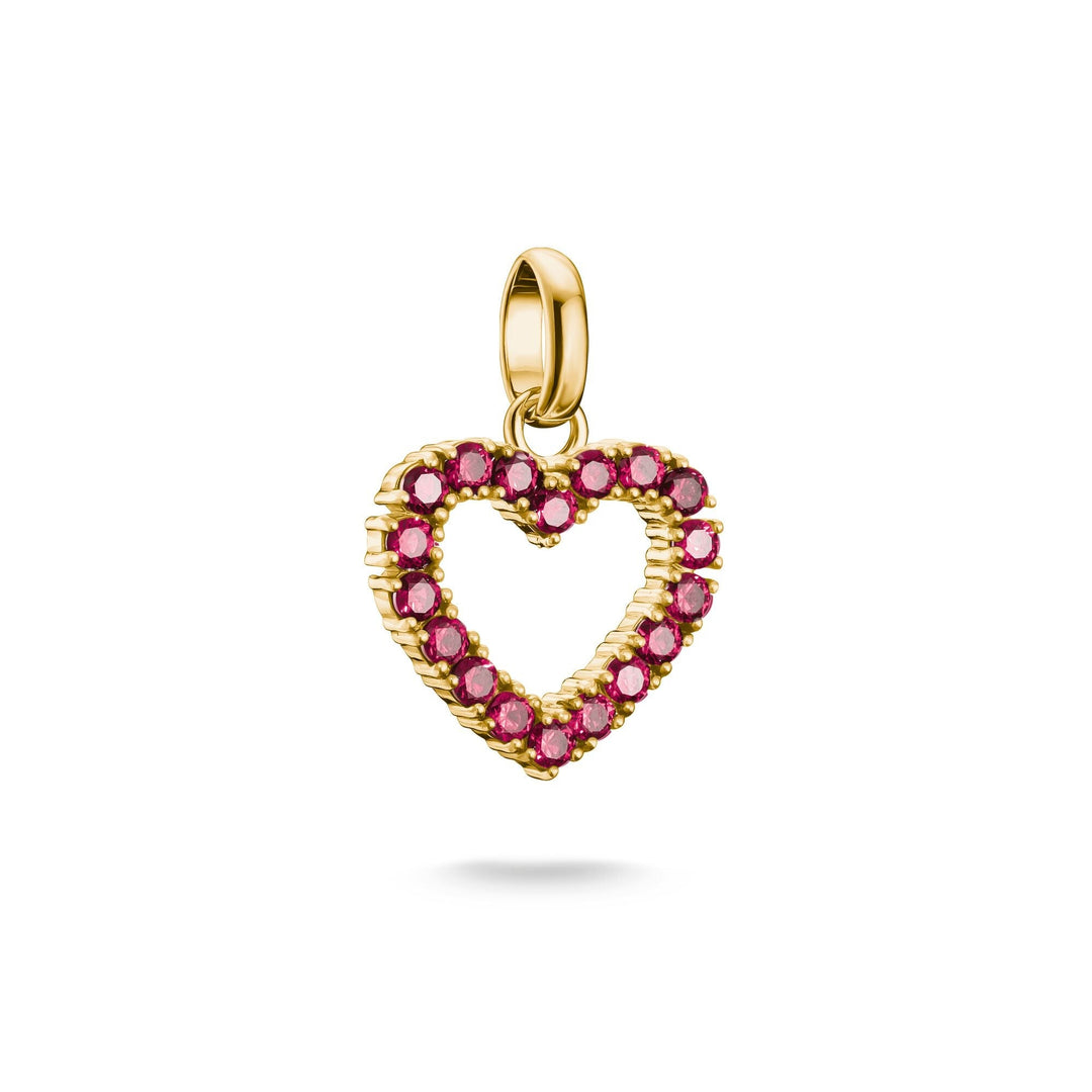THOMAS SABO Gold-Plated Heart Charm with Lab-Grown Ruby