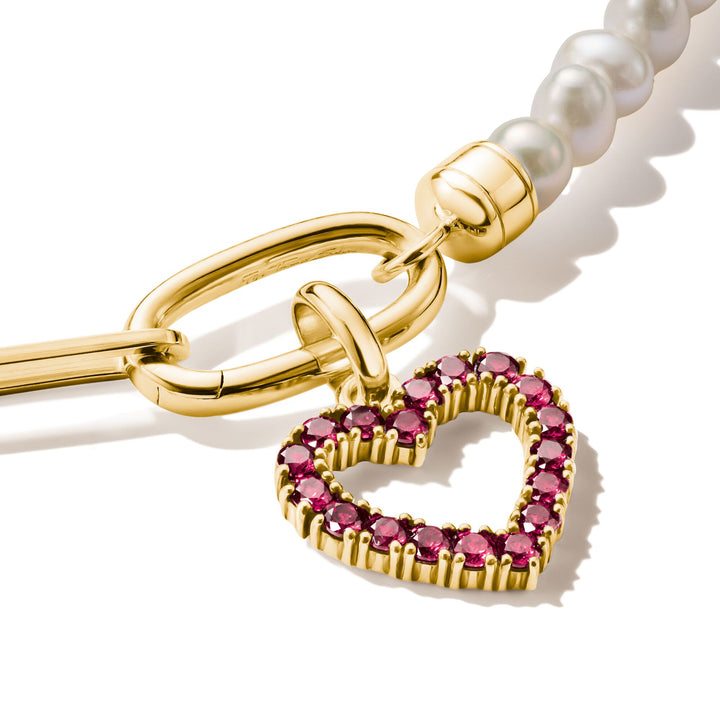 THOMAS SABO Gold-Plated Heart Charm with Lab-Grown Ruby