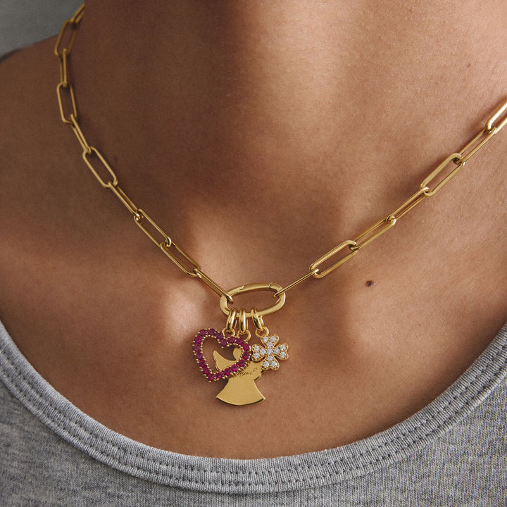 THOMAS SABO Gold-Plated Heart Charm with Lab-Grown Ruby
