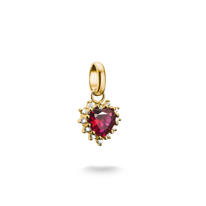 THOMAS SABO Gold-Plated Heart Charm with Lab-Grown Ruby and White Zirconia