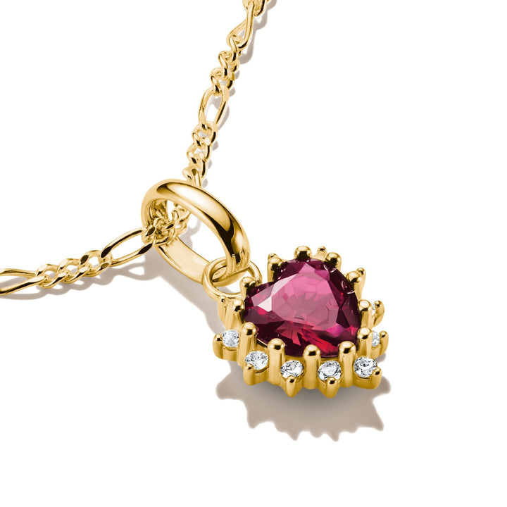 THOMAS SABO Gold-Plated Heart Charm with Lab-Grown Ruby and White Zirconia