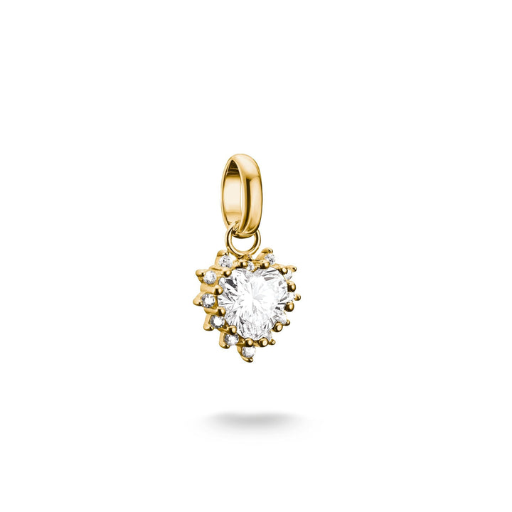 THOMAS SABO Gold-Plated Heart Charm with Heart-Cut White Zirconia