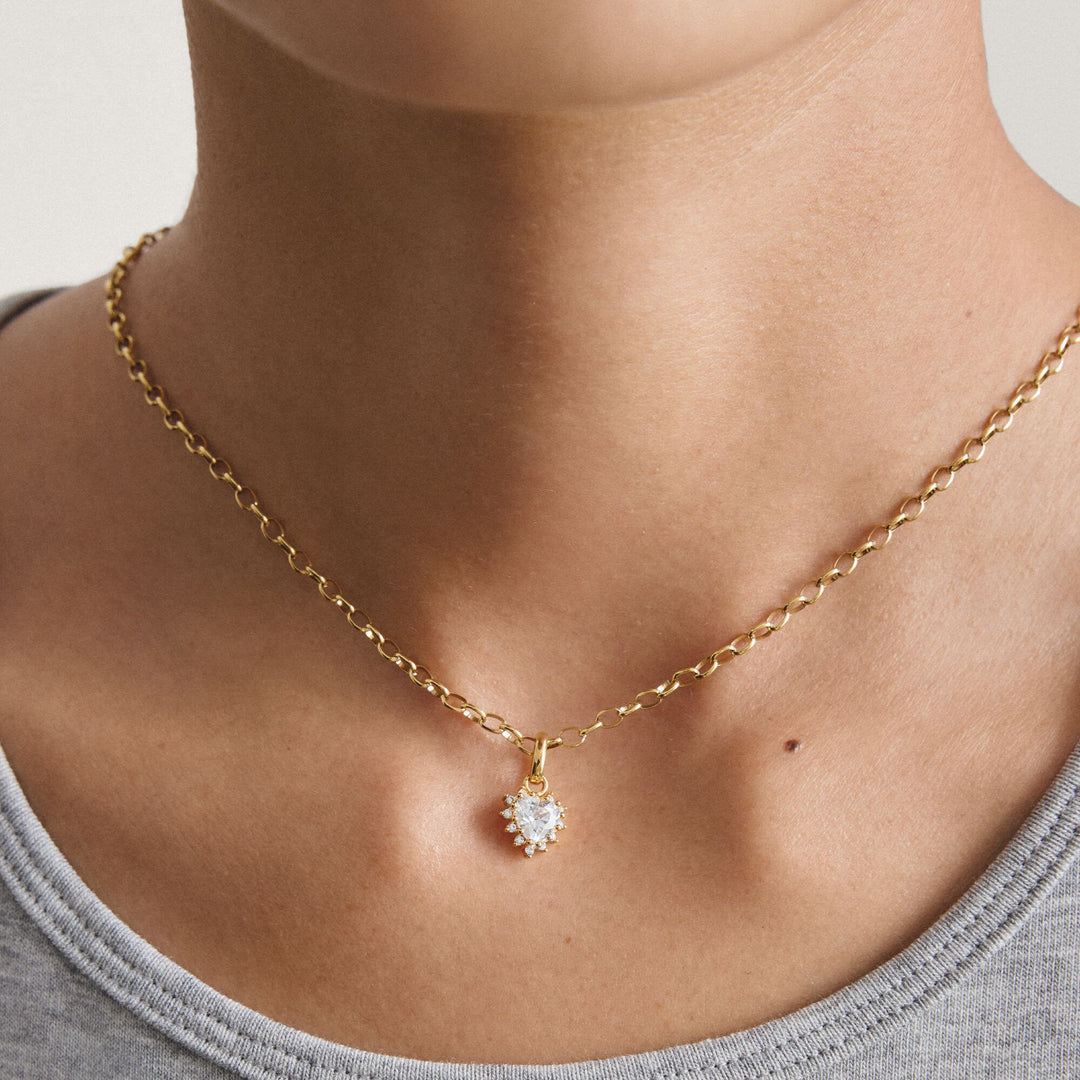 THOMAS SABO Gold-Plated Heart Charm with Heart-Cut White Zirconia