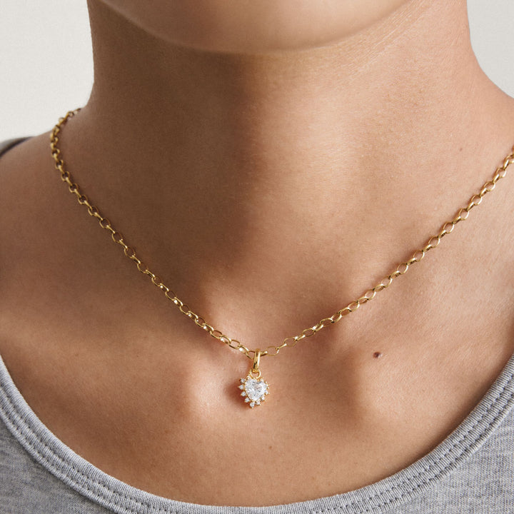 THOMAS SABO Gold-Plated Heart Charm with Heart-Cut White Zirconia
