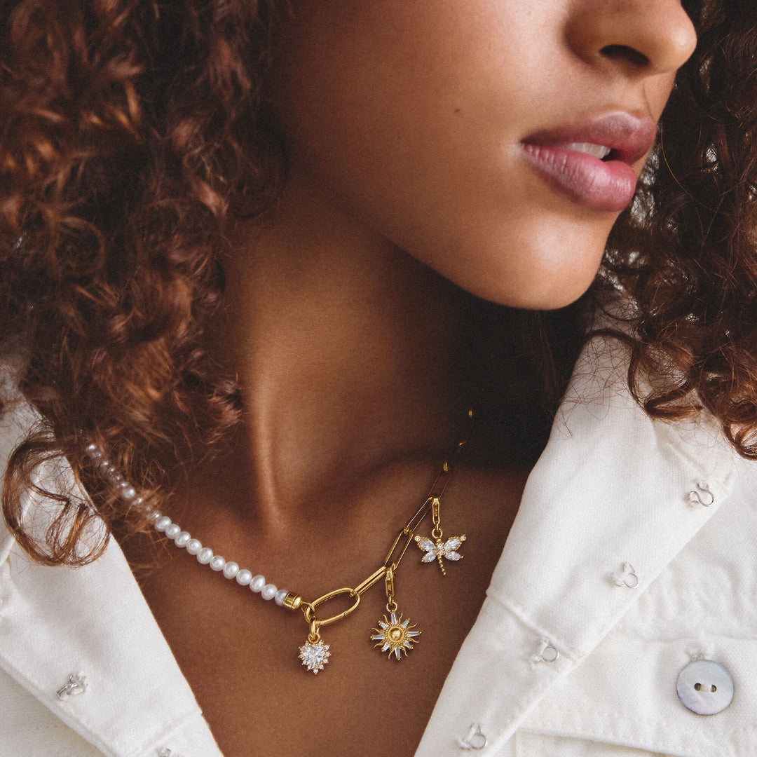 THOMAS SABO Gold-Plated Heart Charm with Heart-Cut White Zirconia