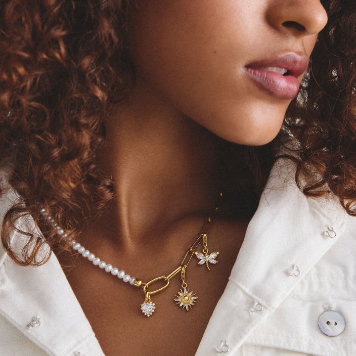 THOMAS SABO Gold-Plated Heart Charm with Heart-Cut White Zirconia