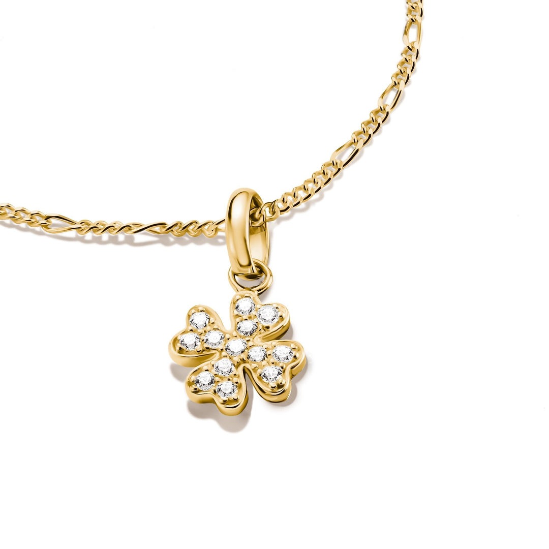 THOMAS SABO Gold-Plated Four-Leaf Clover Charm with White Zirconia