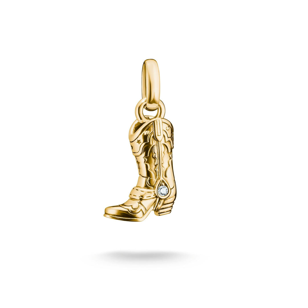 THOMAS SABO Gold-Plated Cowboy Boot Charm with White Zirconia