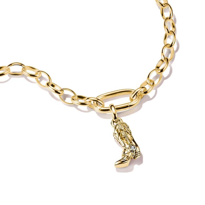 THOMAS SABO Gold-Plated Cowboy Boot Charm with White Zirconia