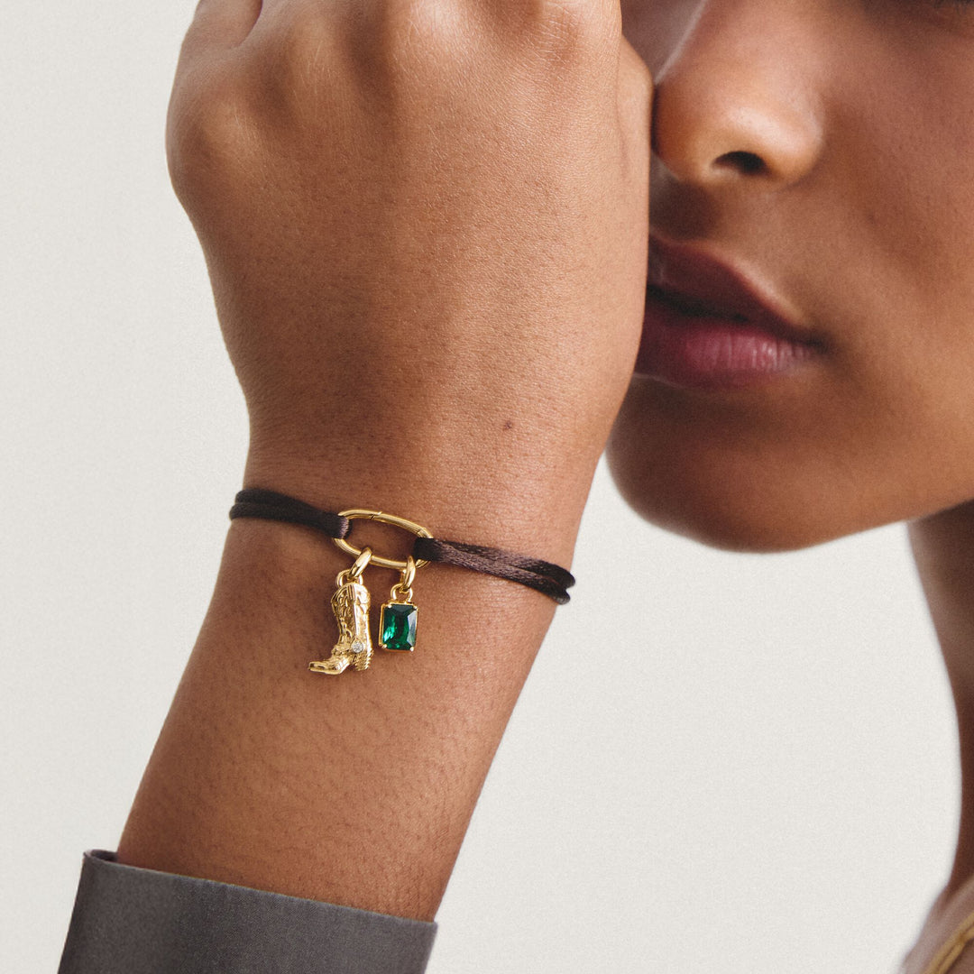 THOMAS SABO Gold-Plated Cowboy Boot Charm with White Zirconia