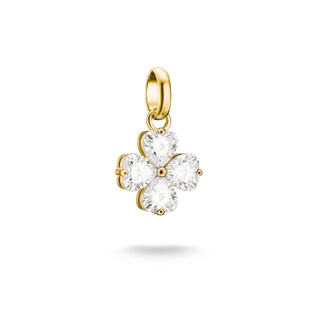 THOMAS SABO Gold-Plated Four-Leaf Clover Charm with Heart-Cut White Zirconia