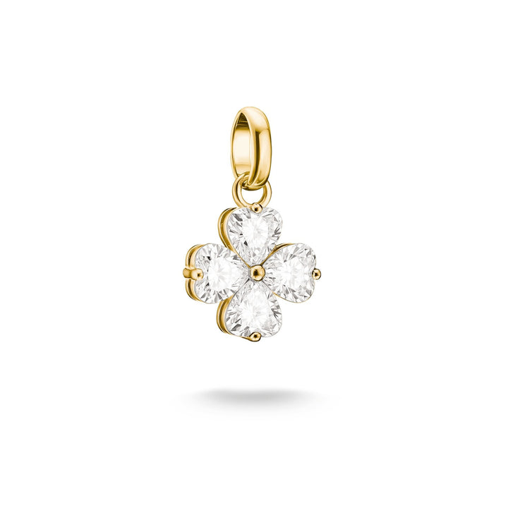 THOMAS SABO Gold-Plated Four-Leaf Clover Charm with Heart-Cut White Zirconia