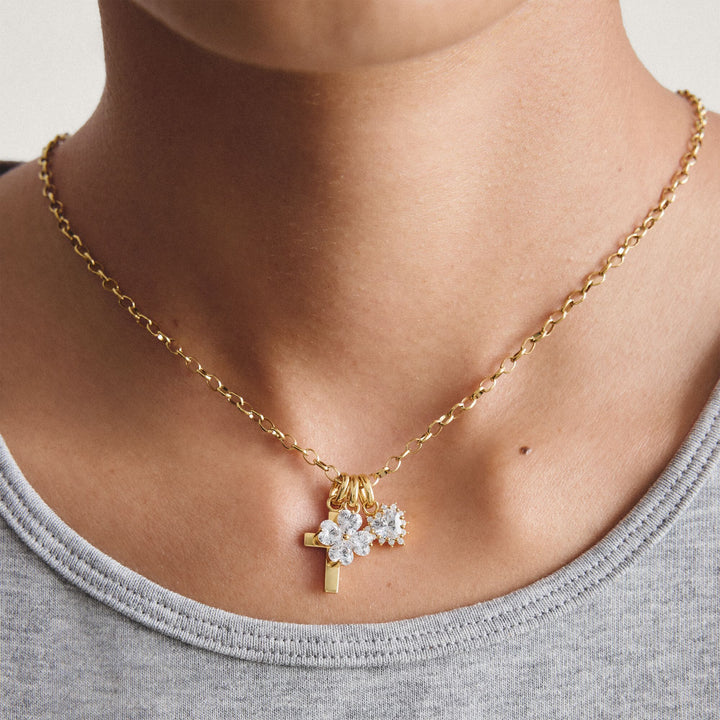 THOMAS SABO Gold-Plated Four-Leaf Clover Charm with Heart-Cut White Zirconia
