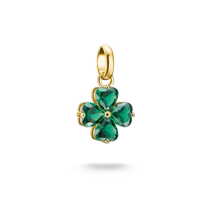 THOMAS SABO Gold-Plated Four-Leaf Clover Charm with Green Heart-Cut Stones