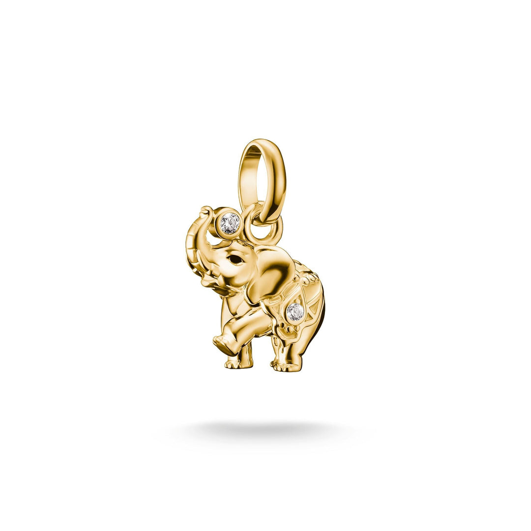 THOMAS SABO Gold-Plated Elephant Charm with White Zirconia