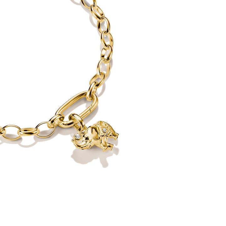 THOMAS SABO Gold-Plated Elephant Charm with White Zirconia