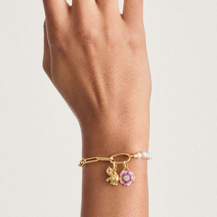 THOMAS SABO Gold-Plated Elephant Charm with White Zirconia