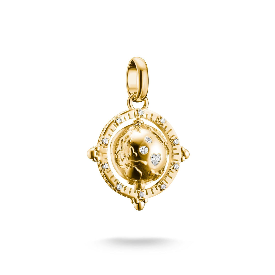 THOMAS SABO Gold-Plated Globe Charm with White Zirconia