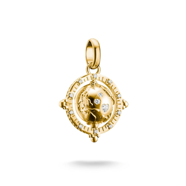 THOMAS SABO Gold-Plated Globe Charm with White Zirconia