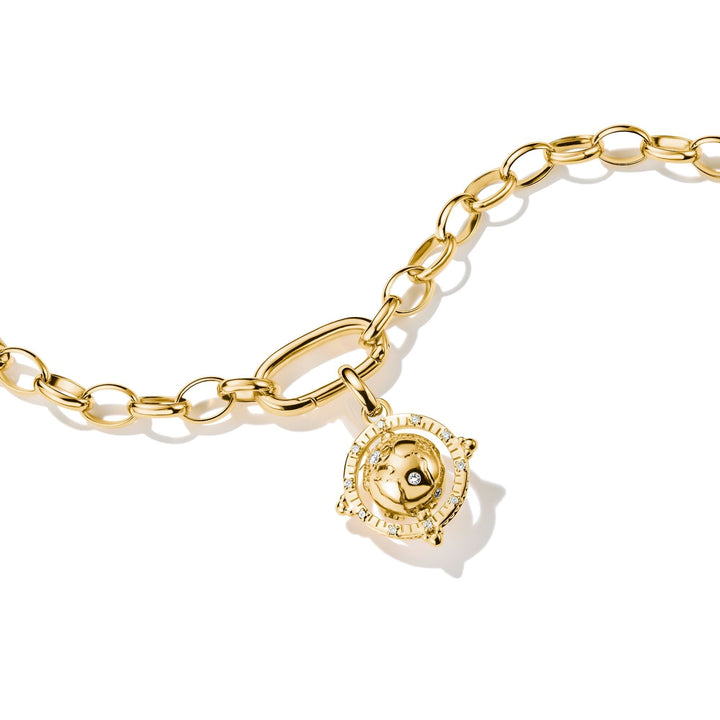 THOMAS SABO Gold-Plated Globe Charm with White Zirconia