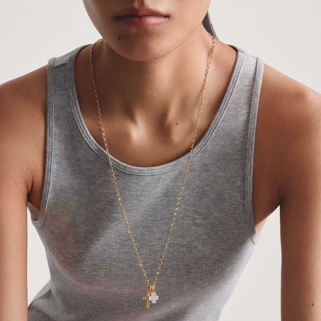 THOMAS SABO Gold-Plated Cross Charm with Zirconia Centre Stone