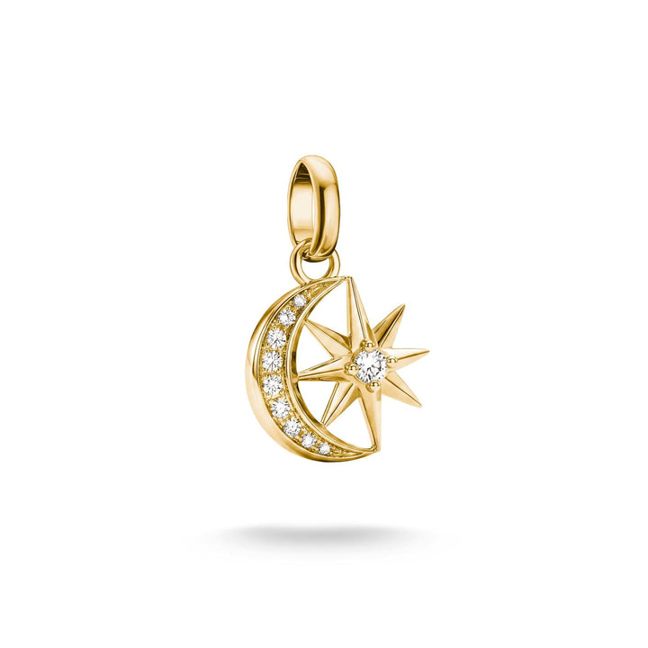 THOMAS SABO Gold-Plated Moon and Star Charm with White Zirconia