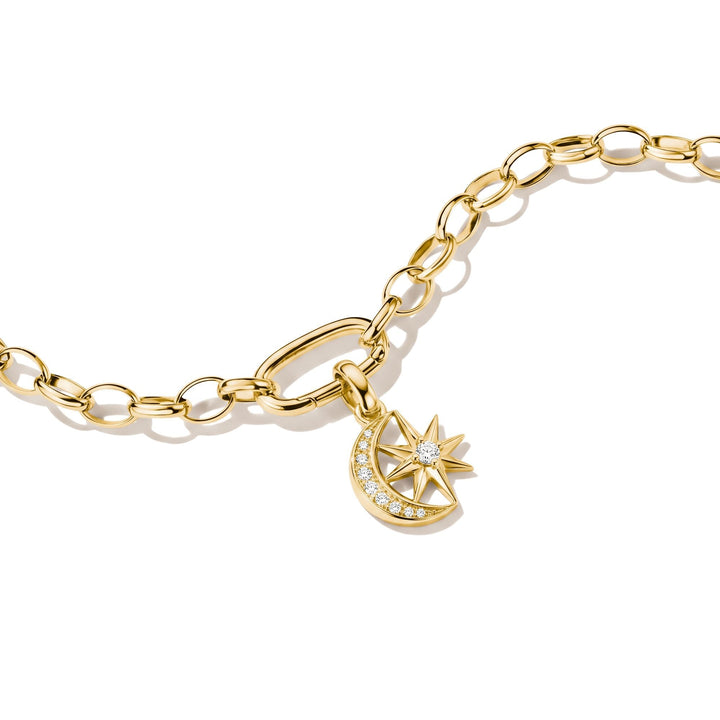 THOMAS SABO Gold-Plated Moon and Star Charm with White Zirconia
