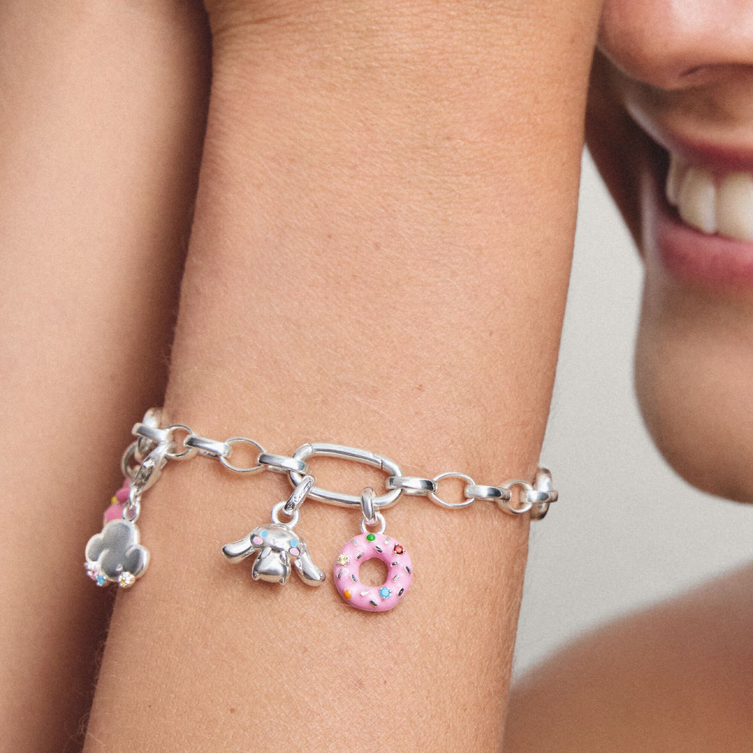 THOMAS SABO Silver-Plated Donut Charm with Colourful Stones