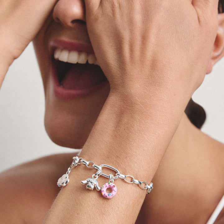 THOMAS SABO Silver-Plated Donut Charm with Colourful Stones