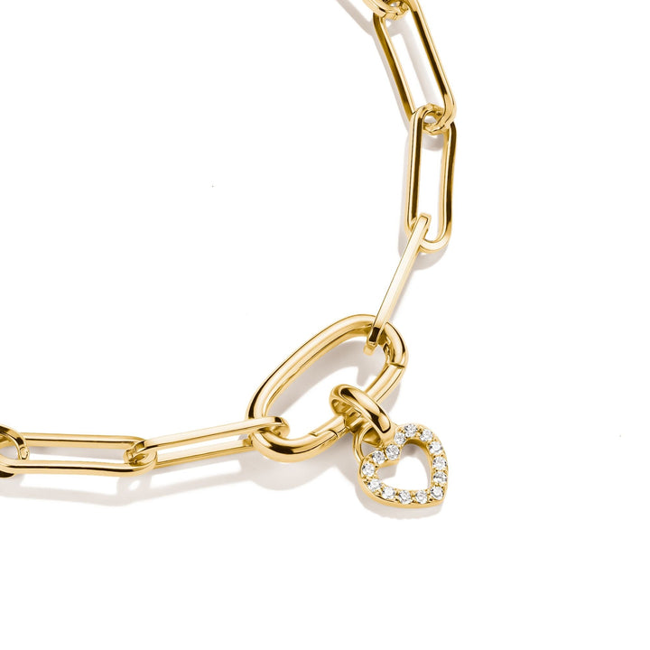 THOMAS SABO Gold-Plated Open Heart Charm with White Zirconia