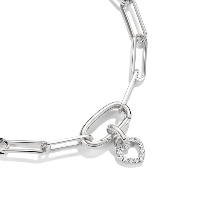 THOMAS SABO Silver-Plated Open Heart Charm with White Zirconia