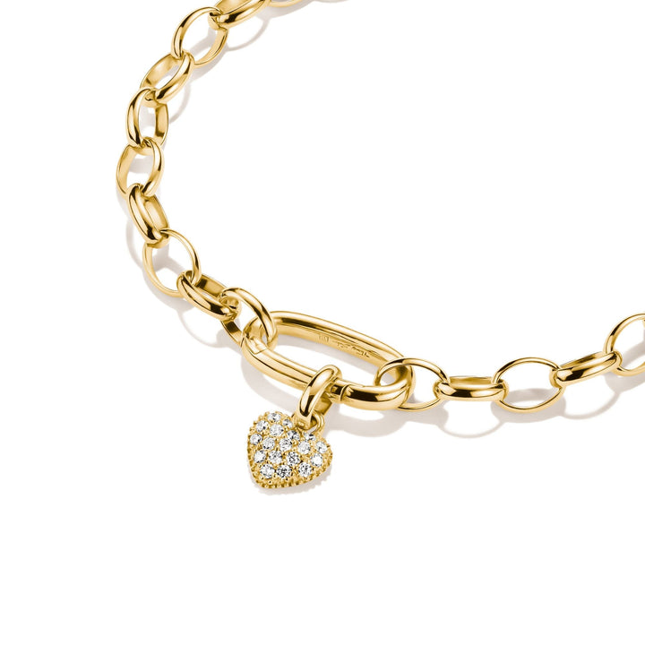 THOMAS SABO Gold-Plated Heart Charm with Prong-Set White Zirconia
