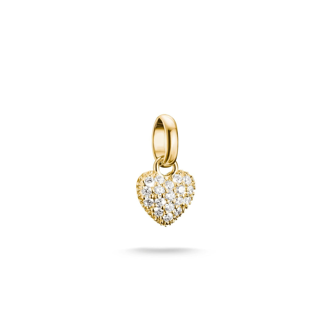 THOMAS SABO Gold-Plated Heart Charm with Prong-Set White Zirconia