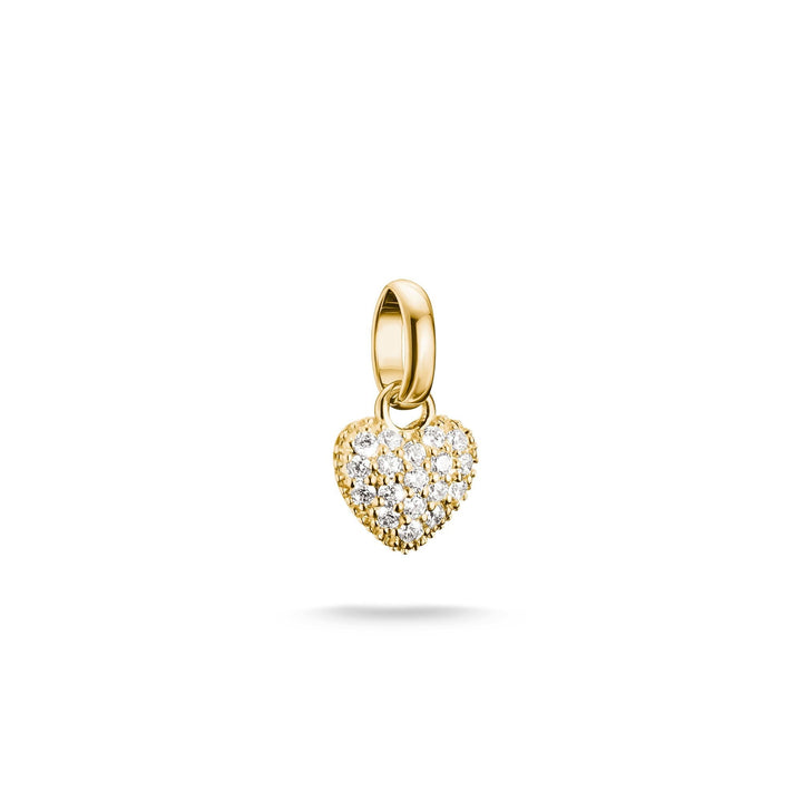THOMAS SABO Gold-Plated Heart Charm with Prong-Set White Zirconia