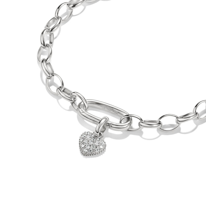 THOMAS SABO Silver-Plated Heart Charm with Prong-Set White Zirconia