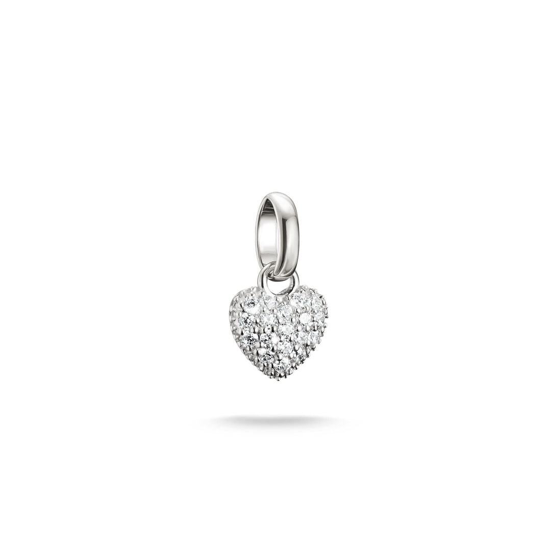 THOMAS SABO Silver-Plated Heart Charm with Prong-Set White Zirconia