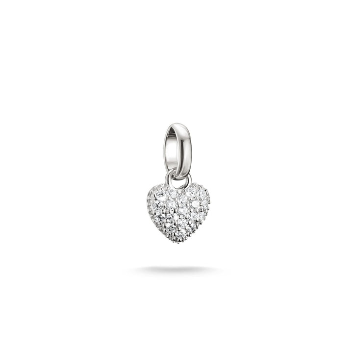 THOMAS SABO Silver-Plated Heart Charm with Prong-Set White Zirconia