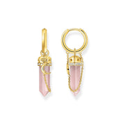 THOMAS SABO Crystal Hoop Earrings with Rose Quartz Gold