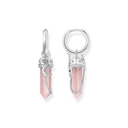 THOMAS SABO Crystal Hoop Earrings with Rose Quartz Silver