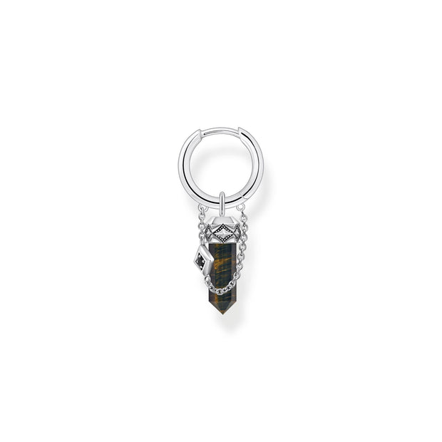 THOMAS SABO Crystal Single Hoop Earring with Golden Blue Tiger's Eye