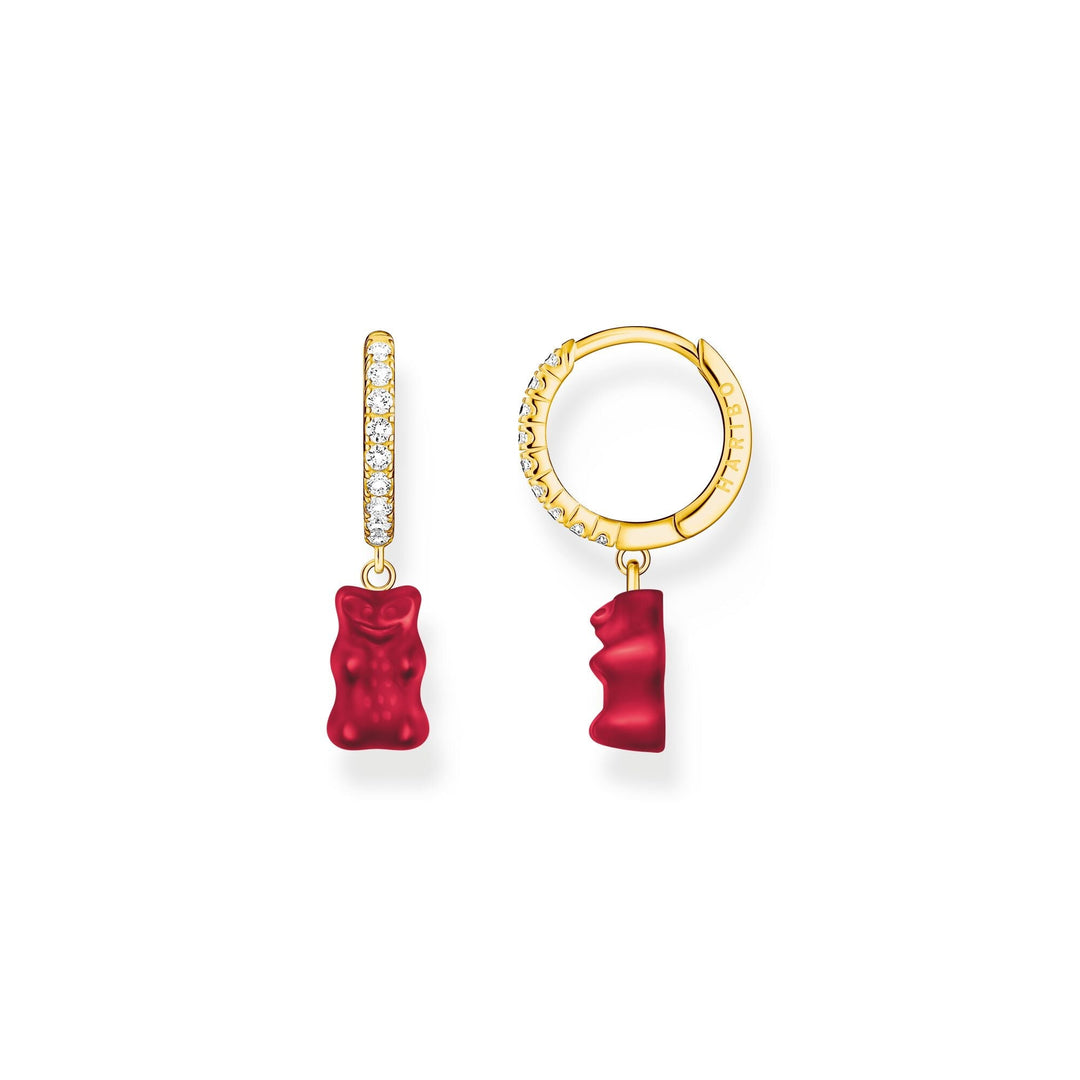 THOMAS SABO x HARIBO: Gold-plated Creole Strawberry Red Goldbear (Single Hoop)