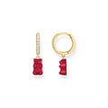 THOMAS SABO x HARIBO: Gold-plated Creole Strawberry Red Goldbear (Single Hoop)