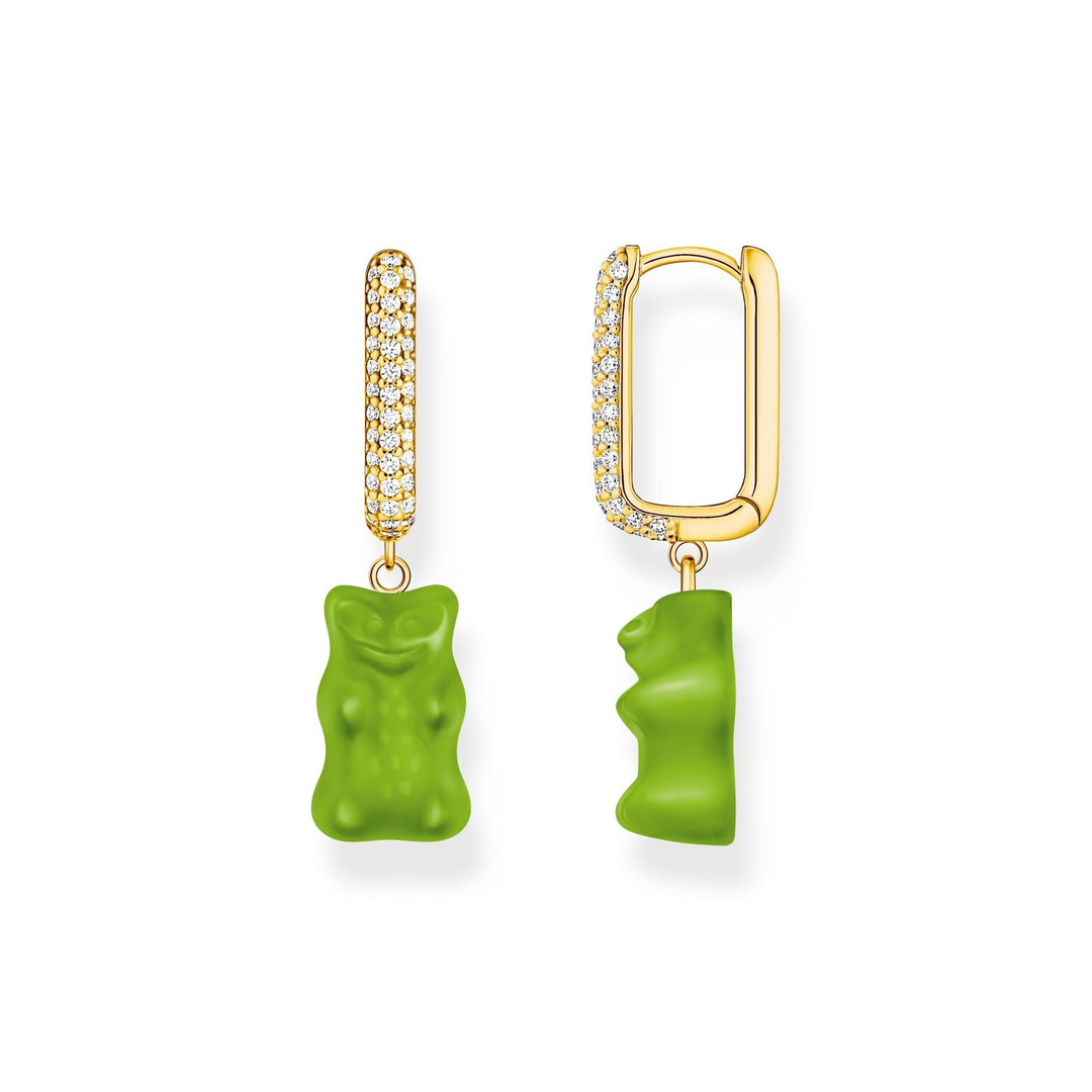 THOMAS SABO x HARIBO: Large Gold-plated creole Apple Green Goldbear (Single Hoop)