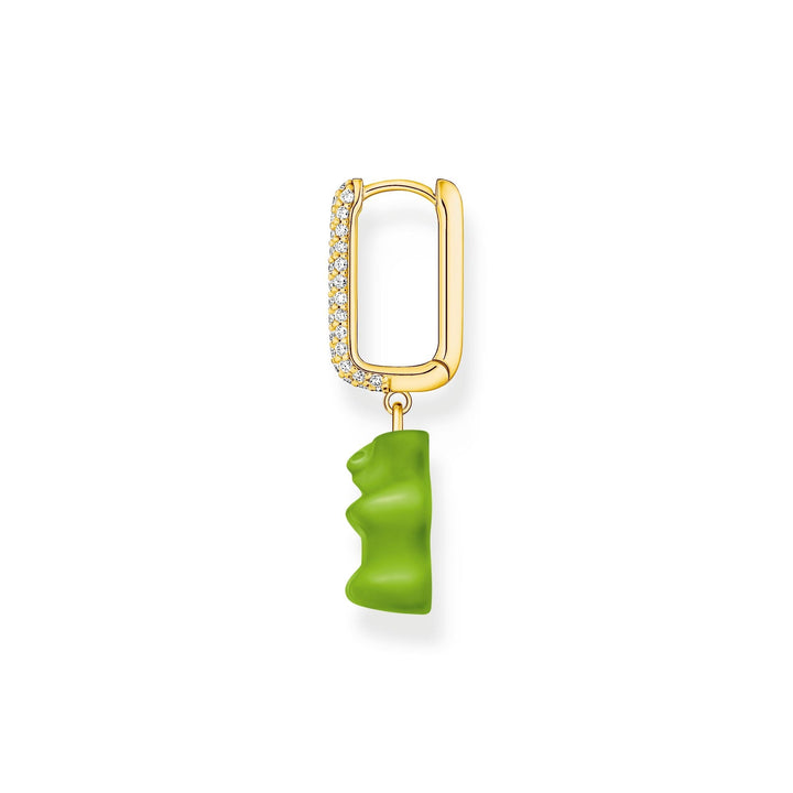 THOMAS SABO x HARIBO: Large Gold-plated creole Apple Green Goldbear (Single Hoop)