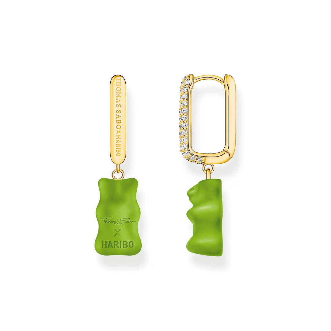 THOMAS SABO x HARIBO: Large Gold-plated creole Apple Green Goldbear (Single Hoop)