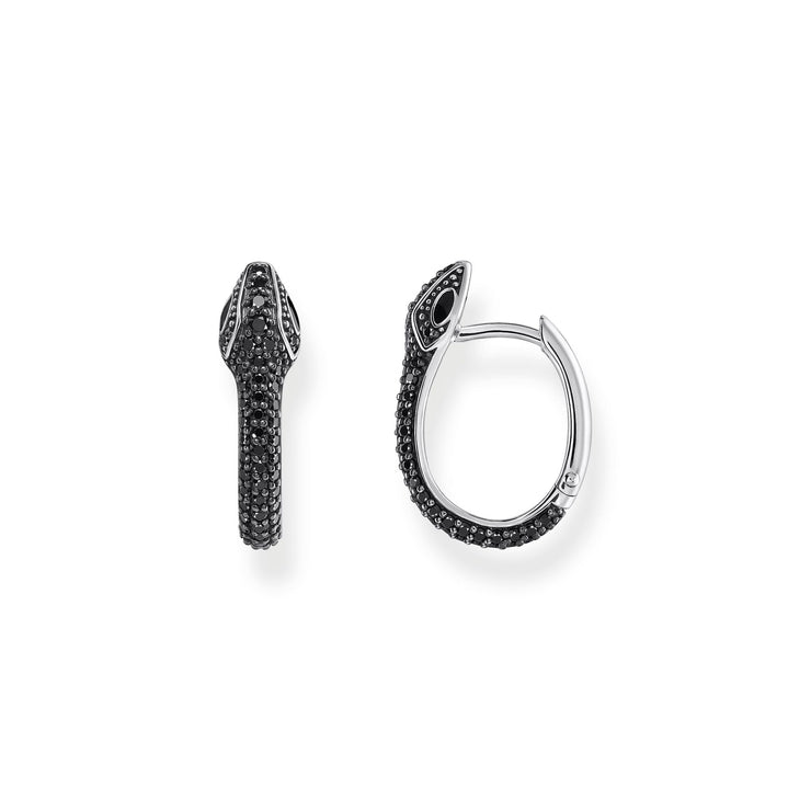 Snake hoop earrings with black zirconia  | The Jewellery Boutique