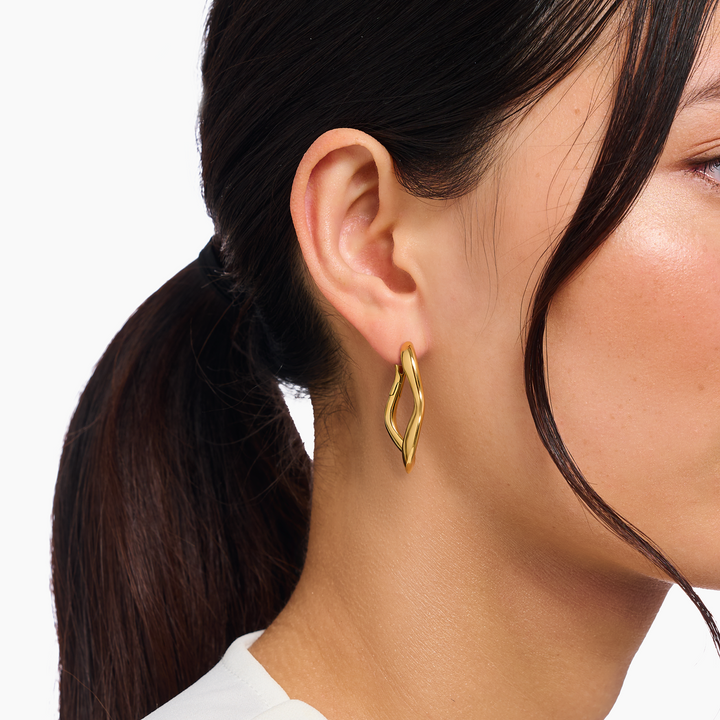 Big Wavy Hoop Earrings in Gold